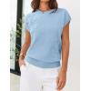 MEROKEETY Women’s Summer Short Sleeve Sweater Vest Flower Knit Loose Pullover Tank Tops 2026 Trendy Spring Cute Clothing(Blue)