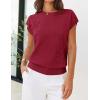 MEROKEETY Women’s Summer Short Sleeve Sweater Vest Flower Knit Loose Pullover Tank Tops 2026 Trendy Spring Cute Clothing(Wine Red)