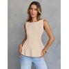MEROKEETY Women’s Summer Sleeveless Tank Tops Crewneck Ruffle Flowy Peplum Babydoll Blouses Trendy Clothes(Apricot)