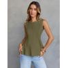 MEROKEETY Women’s Summer Sleeveless Tank Tops Crewneck Ruffle Flowy Peplum Babydoll Blouses Trendy Clothes(Army)