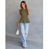 MEROKEETY Women’s Summer Sleeveless Tank Tops Crewneck Ruffle Flowy Peplum Babydoll Blouses Trendy Clothes(Army)