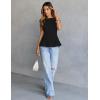 MEROKEETY Women’s Summer Sleeveless Tank Tops Crewneck Ruffle Flowy Peplum Babydoll Blouses Trendy Clothes(Black)
