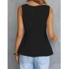 MEROKEETY Women’s Summer Sleeveless Tank Tops Crewneck Ruffle Flowy Peplum Babydoll Blouses Trendy Clothes(Black)