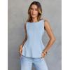 MEROKEETY Women’s Summer Sleeveless Tank Tops Crewneck Ruffle Flowy Peplum Babydoll Blouses Trendy Clothes(Blue)