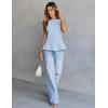 MEROKEETY Women’s Summer Sleeveless Tank Tops Crewneck Ruffle Flowy Peplum Babydoll Blouses Trendy Clothes(Blue)