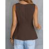 MEROKEETY Women’s Summer Sleeveless Tank Tops Crewneck Ruffle Flowy Peplum Babydoll Blouses Trendy Clothes(Coffee)