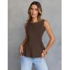 MEROKEETY Women’s Summer Sleeveless Tank Tops Crewneck Ruffle Flowy Peplum Babydoll Blouses Trendy Clothes(Coffee)