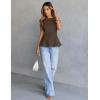 MEROKEETY Women’s Summer Sleeveless Tank Tops Crewneck Ruffle Flowy Peplum Babydoll Blouses Trendy Clothes(Coffee)