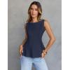 MEROKEETY Women’s Summer Sleeveless Tank Tops Crewneck Ruffle Flowy Peplum Babydoll Blouses Trendy Clothes(Navy)