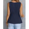 MEROKEETY Women’s Summer Sleeveless Tank Tops Crewneck Ruffle Flowy Peplum Babydoll Blouses Trendy Clothes(Navy)