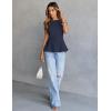 MEROKEETY Women’s Summer Sleeveless Tank Tops Crewneck Ruffle Flowy Peplum Babydoll Blouses Trendy Clothes(Navy)