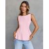 MEROKEETY Women’s Summer Sleeveless Tank Tops Crewneck Ruffle Flowy Peplum Babydoll Blouses Trendy Clothes(Pink)