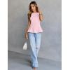 MEROKEETY Women’s Summer Sleeveless Tank Tops Crewneck Ruffle Flowy Peplum Babydoll Blouses Trendy Clothes(Pink)
