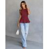 MEROKEETY Women’s Summer Sleeveless Tank Tops Crewneck Ruffle Flowy Peplum Babydoll Blouses Trendy Clothes(Wine)
