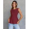 MEROKEETY Women’s Summer Sleeveless Tank Tops Crewneck Ruffle Flowy Peplum Babydoll Blouses Trendy Clothes(Wine)