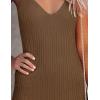 MEROKEETY Womens Summer Spring Midi Dress 2026 Beach Vacation Bodycon V Neck Sleeveless Sexy Ribbed Knit Sweater Dresses(Coffee)