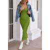 MEROKEETY Womens Summer Spring Midi Dress 2026 Beach Vacation Bodycon V Neck Sleeveless Sexy Ribbed Knit Sweater Dresses(Green)