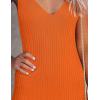 MEROKEETY Womens Summer Spring Midi Dress 2026 Beach Vacation Bodycon V Neck Sleeveless Sexy Ribbed Knit Sweater Dresses(Orange)