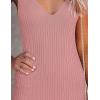 MEROKEETY Womens Summer Spring Midi Dress 2026 Beach Vacation Bodycon V Neck Sleeveless Sexy Ribbed Knit Sweater Dresses(Pink)