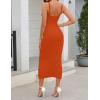 MEROKEETY Womens Summer Spring Midi Dress 2026 Beach Vacation Bodycon V Neck Sleeveless Sexy Ribbed Knit Sweater Dresses(Rust)