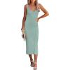 MEROKEETY Womens Summer Spring Midi Dress 2026 Beach Vacation Bodycon V Neck Sleeveless Sexy Ribbed Knit Sweater Dresses(Sage)