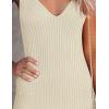 MEROKEETY Womens Summer Spring Midi Dress 2026 Beach Vacation Bodycon V Neck Sleeveless Sexy Ribbed Knit Sweater Dresses(Vanilla)