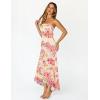 MEROKEETY Women’s Summer Strapless Floral Maxi Dress 2026 Bodycon Mesh Wedding Guest Cocktail Party Tube Dresses(Apricot)