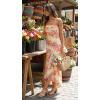 MEROKEETY Women’s Summer Strapless Floral Maxi Dress 2026 Bodycon Mesh Wedding Guest Cocktail Party Tube Dresses(Apricot)