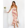 MEROKEETY Women’s Summer Strapless Floral Maxi Dress 2026 Bodycon Mesh Wedding Guest Cocktail Party Tube Dresses(Apricot)