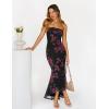 MEROKEETY Women’s Summer Strapless Floral Maxi Dress 2026 Bodycon Mesh Wedding Guest Cocktail Party Tube Dresses(Black)