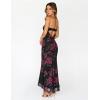 MEROKEETY Women’s Summer Strapless Floral Maxi Dress 2026 Bodycon Mesh Wedding Guest Cocktail Party Tube Dresses(Black)