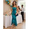 MEROKEETY Women’s Summer Strapless Floral Maxi Dress 2026 Bodycon Mesh Wedding Guest Cocktail Party Tube Dresses(Blue)