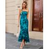 MEROKEETY Women’s Summer Strapless Floral Maxi Dress 2026 Bodycon Mesh Wedding Guest Cocktail Party Tube Dresses(Blue)