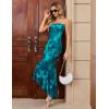 MEROKEETY Women’s Summer Strapless Floral Maxi Dress 2026 Bodycon Mesh Wedding Guest Cocktail Party Tube Dresses(Blue)