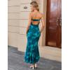 MEROKEETY Women’s Summer Strapless Floral Maxi Dress 2026 Bodycon Mesh Wedding Guest Cocktail Party Tube Dresses(Blue)