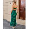 MEROKEETY Women’s Summer Strapless Floral Maxi Dress 2026 Bodycon Mesh Wedding Guest Cocktail Party Tube Dresses(Green)