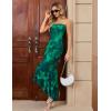 MEROKEETY Women’s Summer Strapless Floral Maxi Dress 2026 Bodycon Mesh Wedding Guest Cocktail Party Tube Dresses(Green)