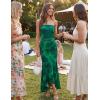 MEROKEETY Women’s Summer Strapless Floral Maxi Dress 2026 Bodycon Mesh Wedding Guest Cocktail Party Tube Dresses(Green)