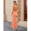 MEROKEETY Women’s Summer Strapless Floral Maxi Dress 2026 Bodycon Mesh Wedding Guest Cocktail Party Tube Dresses(Orange)