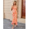 MEROKEETY Women’s Summer Strapless Floral Maxi Dress 2026 Bodycon Mesh Wedding Guest Cocktail Party Tube Dresses(Orange)