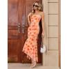 MEROKEETY Women’s Summer Strapless Floral Maxi Dress 2026 Bodycon Mesh Wedding Guest Cocktail Party Tube Dresses(Orange)