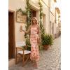 MEROKEETY Women’s Summer Strapless Floral Maxi Dress 2026 Bodycon Mesh Wedding Guest Cocktail Party Tube Dresses(Orange)