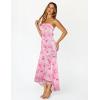 MEROKEETY Women’s Summer Strapless Floral Maxi Dress 2026 Bodycon Mesh Wedding Guest Cocktail Party Tube Dresses(Pink)