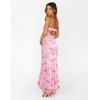 MEROKEETY Women’s Summer Strapless Floral Maxi Dress 2026 Bodycon Mesh Wedding Guest Cocktail Party Tube Dresses(Pink)