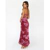 MEROKEETY Women’s Summer Strapless Floral Maxi Dress 2026 Bodycon Mesh Wedding Guest Cocktail Party Tube Dresses(Winered)