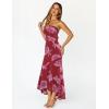 MEROKEETY Women’s Summer Strapless Floral Maxi Dress 2026 Bodycon Mesh Wedding Guest Cocktail Party Tube Dresses(Winered)
