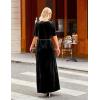 MEROKEETY Women’s V Neck Wrap Velvet Maxi Wedding Guest Dress Bell Sleeve Split Bridesmaid Cocktail Party Formal Dresses(Black)