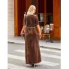 MEROKEETY Women’s V Neck Wrap Velvet Maxi Wedding Guest Dress Bell Sleeve Split Bridesmaid Cocktail Party Formal Dresses(Brown)