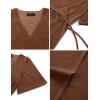 MEROKEETY Women’s V Neck Wrap Velvet Maxi Wedding Guest Dress Bell Sleeve Split Bridesmaid Cocktail Party Formal Dresses(Brown)