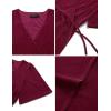 MEROKEETY Women’s V Neck Wrap Velvet Maxi Wedding Guest Dress Bell Sleeve Split Bridesmaid Cocktail Party Formal Dresses(Burgundy)